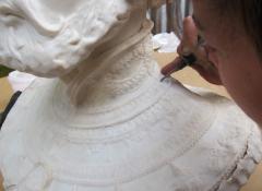 Portrait sculpture marble resin, seam removal. Sculpture fabrication South Africa