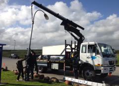 8 ton flatbed truck, with crane