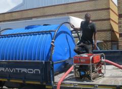 Water tank and pumps on truck 