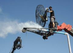 Micheal operating the Rotax wind machine and smoke machine. 