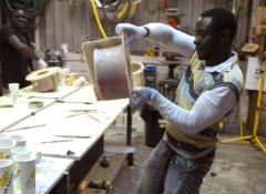 Franklin rotating a mould, Fabrication Cape Town