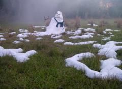 Melting snow and snowman